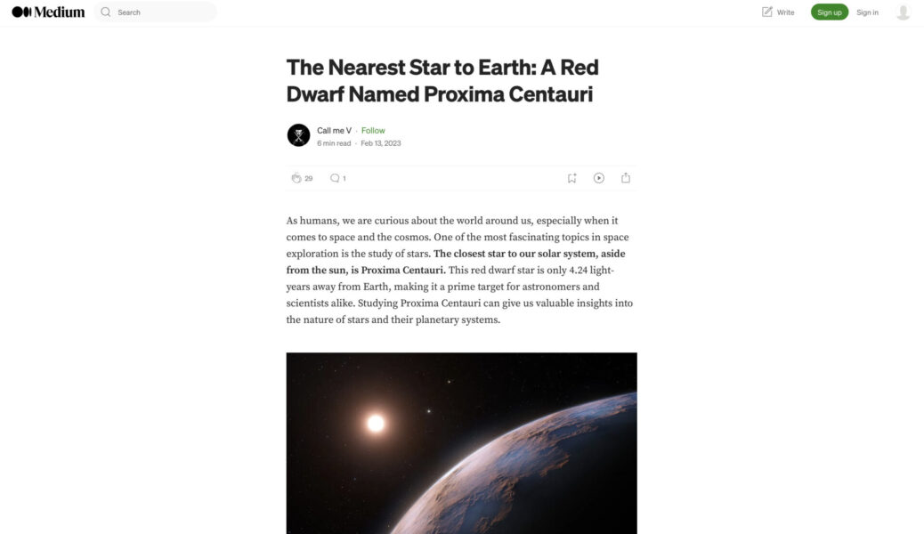 The Nearest Star to Earth: A Red Dwarf Named Proxima Centauri